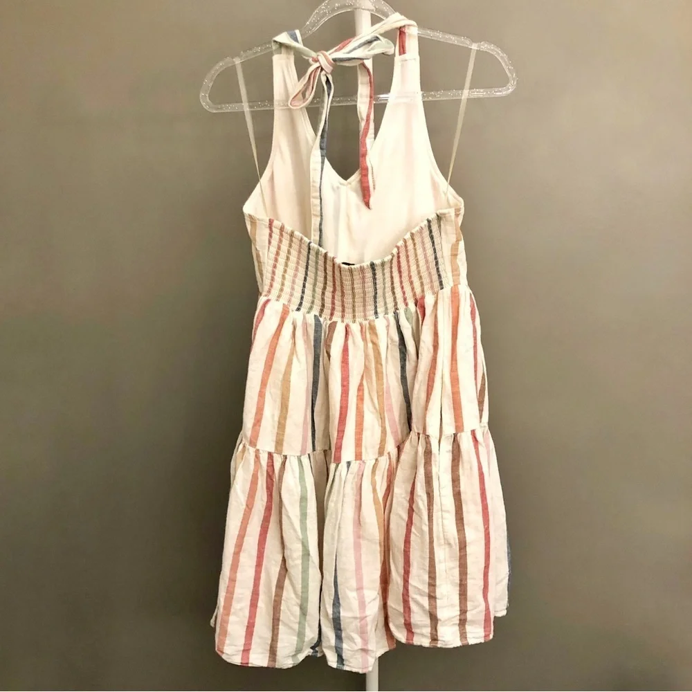 American Eagle Outfitters Halter Y2K Colorful Striped Boho Sexy Festival Dress. - Picture 7 of 10